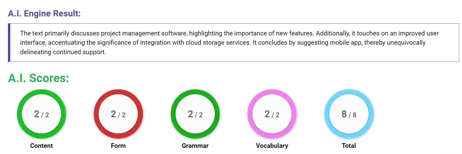 AI assessment screenshot for Untitled Sample Answer