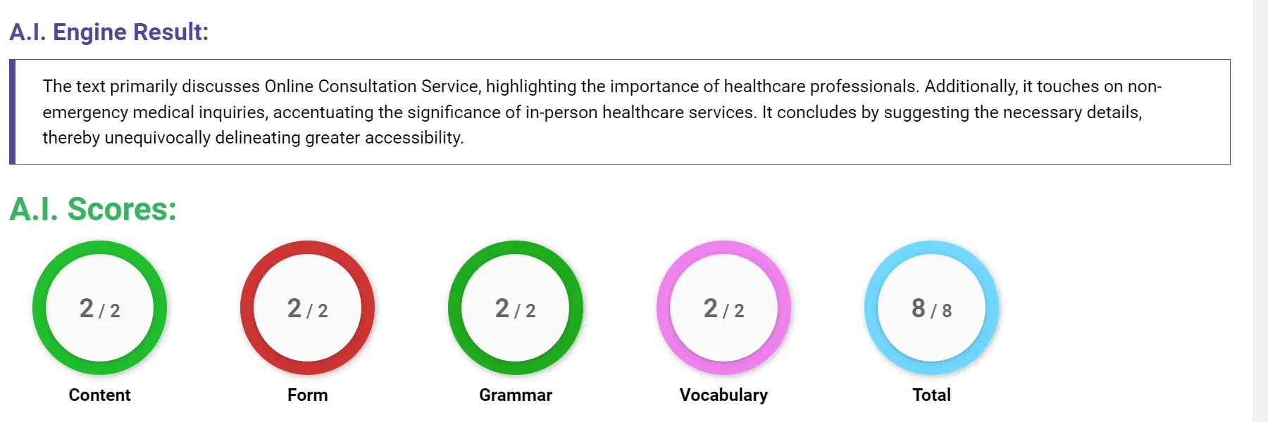 AI assessment screenshot for Untitled Sample Answer