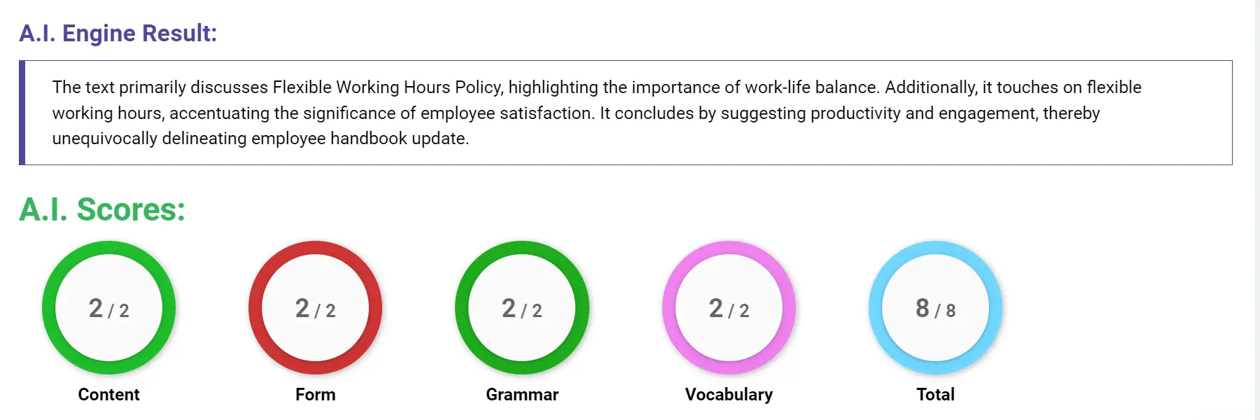AI assessment screenshot for Untitled Sample Answer