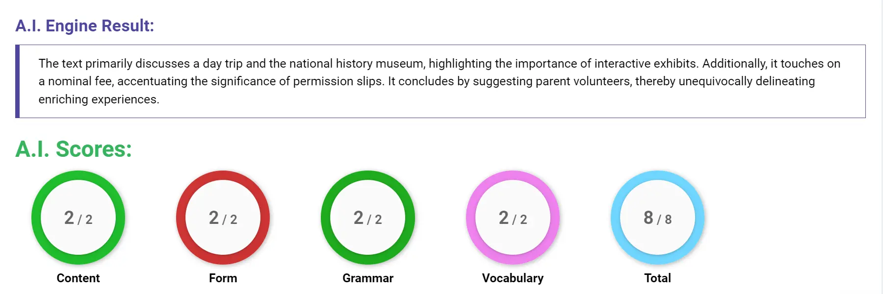 AI assessment screenshot for Untitled Sample Answer
