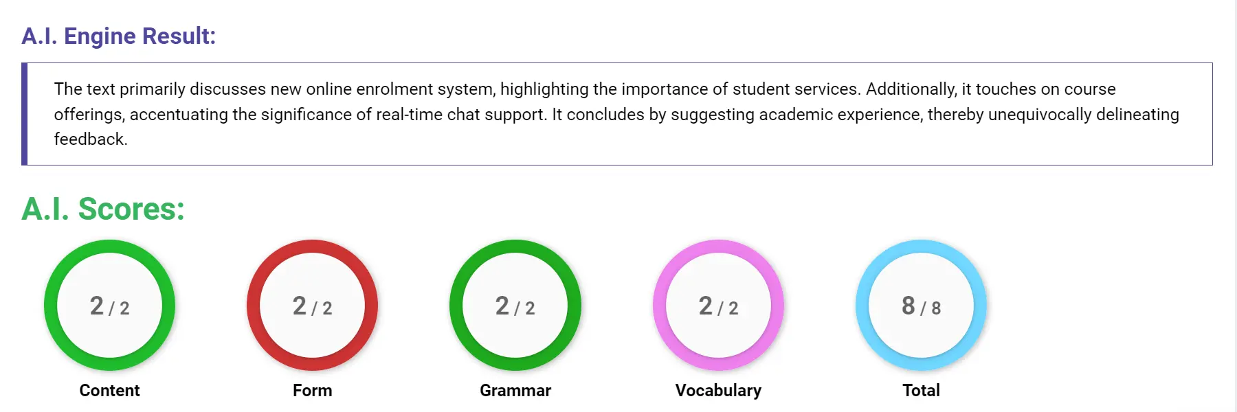 AI assessment screenshot for Untitled Sample Answer