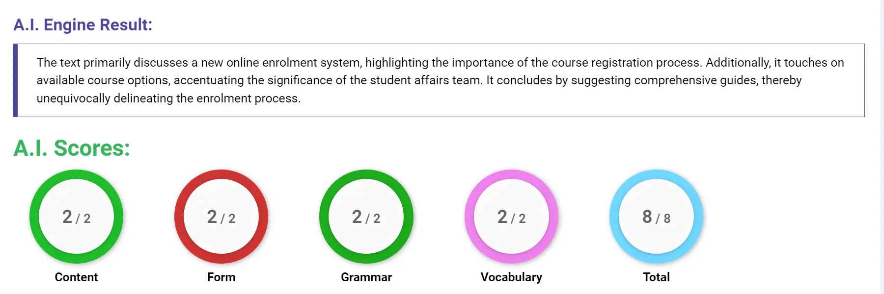 AI assessment screenshot for Untitled Sample Answer